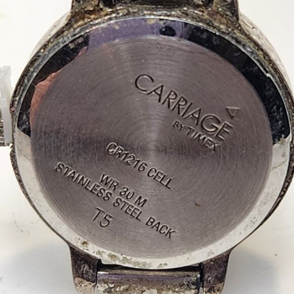 Carriage by Timex Ladies Silver Tone Stretch Band Watch Wristwatch Round Works. - Picture 6 of 7